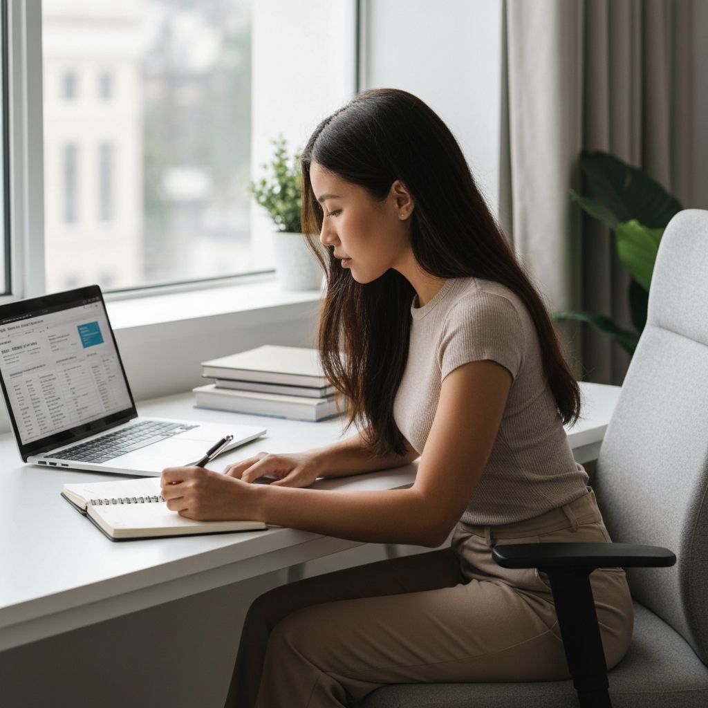 Person organizing daily expenses